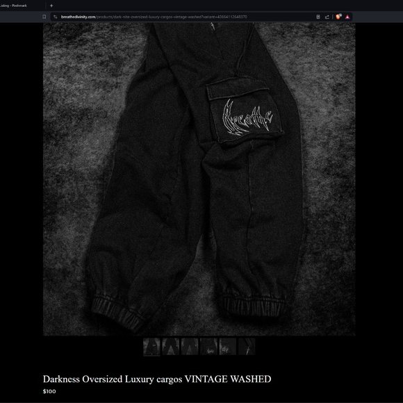 Darkness Oversized Luxury cargos VINTAGE WASHED - Picture 1 of 1